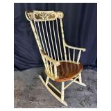 Hitchcock Rocking Chair, Wood/White with Stenciled Design