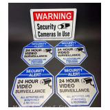 (5) Tin Security Camera Signs, 10'-14'w