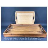 Large Wood Serving Tray, 36'x17' and Bamboo Serving Tray, 23'x15'