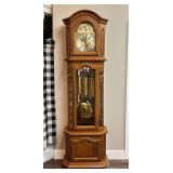 Oak Grandfather Clock with Curio Shelf Sides, Unknown Maker, Works, 25.5w x 87'h