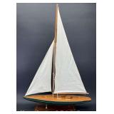 Willis & Lowe Wooden Model Sailboat, with Original Box, 23'w