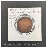 1830 Upper Canada Half-Penny 'No Labour No Bread' Token