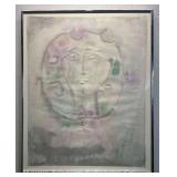 Mihail Simeonov Abstract Watercolor, Framed, 26'x21' Overall