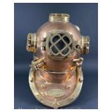 Decorative US Navy Copper and Brass Divers Helmet, 18'h
