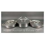 (3) All-Clad Stainless Pots and Pans, with Lids, 11.5' Wide