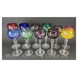 (11) Bohemian Style Crystal Hock Wine Glasses, 2 Sizes, 7.5'-8.5'h