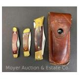 (3) Camillus Pocket Knives, One with Sheath