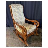Cherry Rocking Chair, Upholstered Seat and Back
