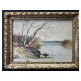 Vintage Landscape Print, Nice Gold Frame, 12.5'x16.5'