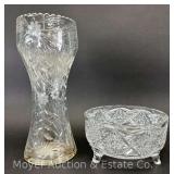 Cut Glass Vase and Bowl, 12'h and 7.5'w