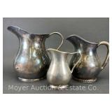 (3) US Navy Silver Plate Pitchers, 6'-9'h