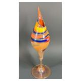Art Glass Tulip Vase, Artist Signed, Dated 1990, 13.5'h