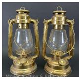 Pair of Decorative Brass Barn Lanterns, Marked India, 13'h