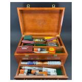 Orvis Maple Gunning Box, with Gun Cleaning Accessories