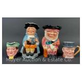 (4) Toby Style Character Jugs, Staffordshire and Beswick, 3.5'-7'h