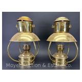 Pair of DHR Brass Nautical Ships Lanterns, Marked Netherlands on Bottom, 16'h