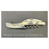 Sam McDowell 'Friendly Island' Scrimshaw Carved Pocket Knife, 2006