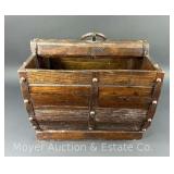 Decorative Chinese Wood Rice Bucket, 15.5'w
