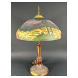 Reverse Painted Table Lamp, 24'h