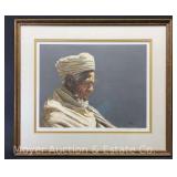Lunda Hoyle Gill 'Gabra Man'Portrait Lithograph, No. 77/500, Framed, 22'x25.5'