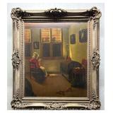 'Reading Woman' Print on Board, Framed, 35'x31'