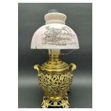 Brass Banquet Lamp, Soldier/Chariot Shade, 20'h