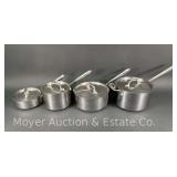 (4) All-Clad Stainless Pots, with Lids, (2)8.5' and (2)6.5' Wide