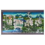 (4) Section Oriental Style Mother of Pearl Inlaid Wall Hangings, 23'x11.5' Each