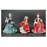 Royal Doulton 'Top o' the Hill' Figure(Cracked) with 2 Other Porcelain Figurines, 7.5'-8'h