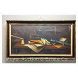 Large Still Life Painting on Canvas, Framed, 30'x55'