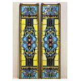 (2) Matching Stained Glass Panels, Chains/Hooks on Top, 35'x9' Each