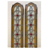 (2) Matching Stained Glass Panels, Chains/Hooks on Top, 35'x9' Each