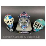 (2) New York Rangers Mini Helmets and Helmet Radio