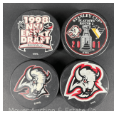 (4) Buffalo Sabres Hockey Pucks