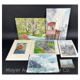 Group of Watercolors and Prints, 3.5x5' to 11'x14'