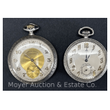 (2) Pocket Watches: Gerlas 10 Jewel Mvmt. Pocket Watch, Silver Case, Dent on Side, and Other