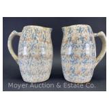 Pair of Spongeware Stoneware Pitchers, 8.5'h