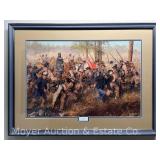 Civil War Lithograph Print: 'Press Forward Men!' by Bradley Schmehl, Framed 29'x38.5'