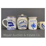 (4) Pieces of Cobalt Decorated Stoneware, Modern, 3'-6'h