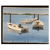 Don Harris Watercolor Painting of Boats, on Paper, Signed, Unframed 22.5'x30'