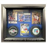 Ryan Hollweg New York Rangers Shadow Box with (2) Signed Pucks and (4) Hockey Cards