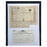 1863 Confederate States of America One Thousand Dollar Bond and 1846 US Mail Way Bill