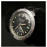 1967 Bulova Accutron Astronaut Wristwatch, Tuning Fork Movement, Black/Stainless Speidel Band