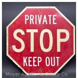 Aluminum Stop Sign, 'Private Keep Out', Single Sided, 30'x30'