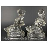 Pair of Glass 'Goose Girl' Bookends, 7'h