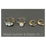 (2) 14K Yellow Gold Rings and 14K Yellow Gold Earrings, 3.5dwt.