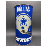 Vintage Metal Dallas Cowboys Trash Can, 19.5'h x 10'w