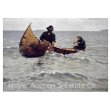Frederic Remington 'Hauling the Gill Net' Print on Canvas, Unframed 20'x30'