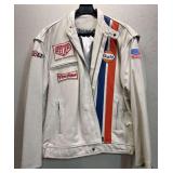 Gulf Leather Motorcycle/Racing Jacket, Unknown Size Appears XL/XXL
