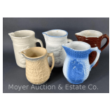 (5) Stoneware Pitchers, Some with Cracks, See Pictures for Details, 6.5'-8'h